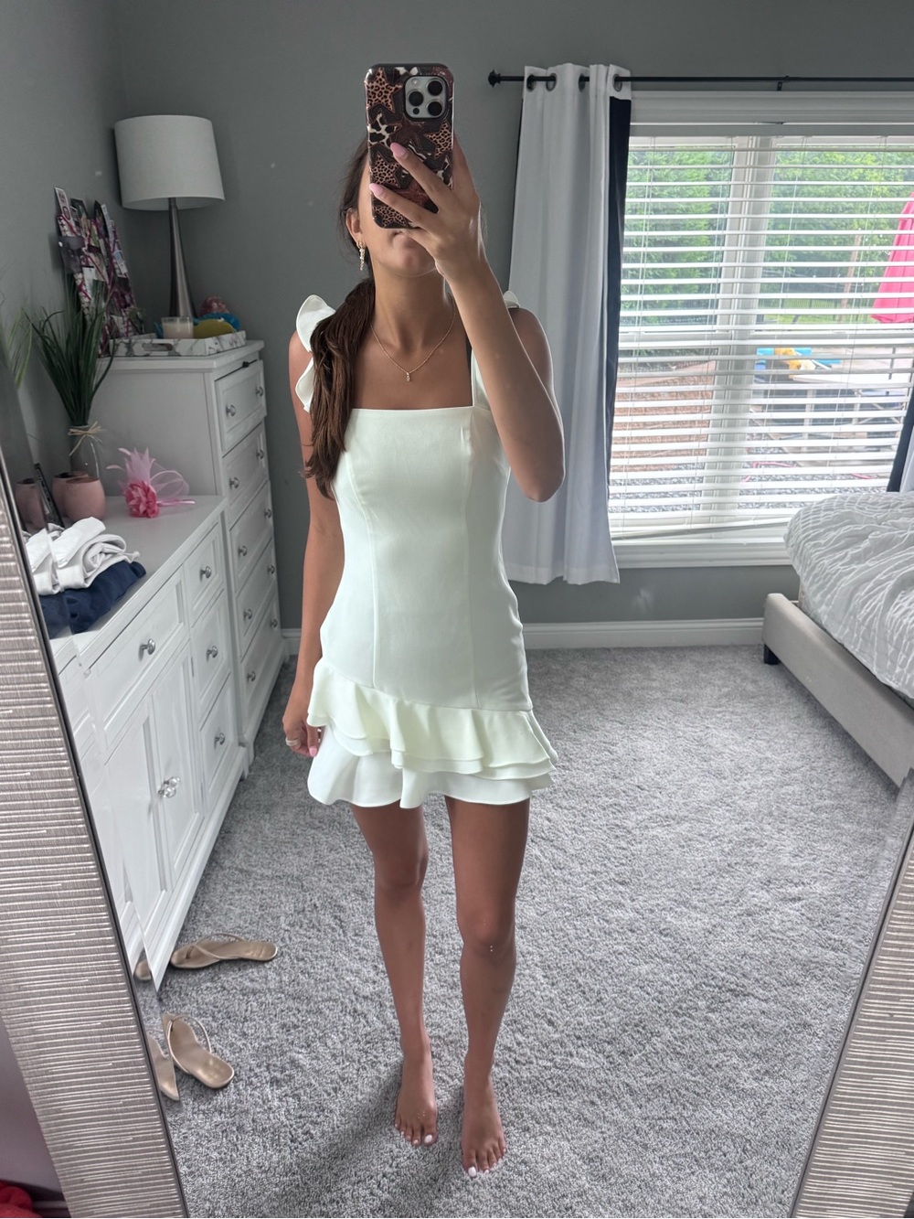 BCBGeneration White Ruffle-Detail Mini Dress - Picture 7 of 7